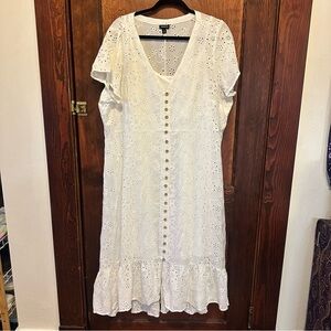 Torrid White Eyelet Button-Down Dress